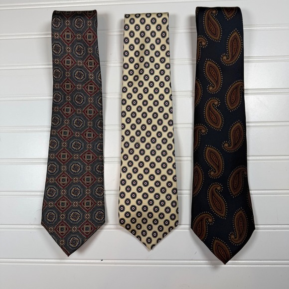 Givenchy Other - Givenchy Monsieur Silk Tie Lot 3pc Vintage Italy Paisley Geometric Medallion Men